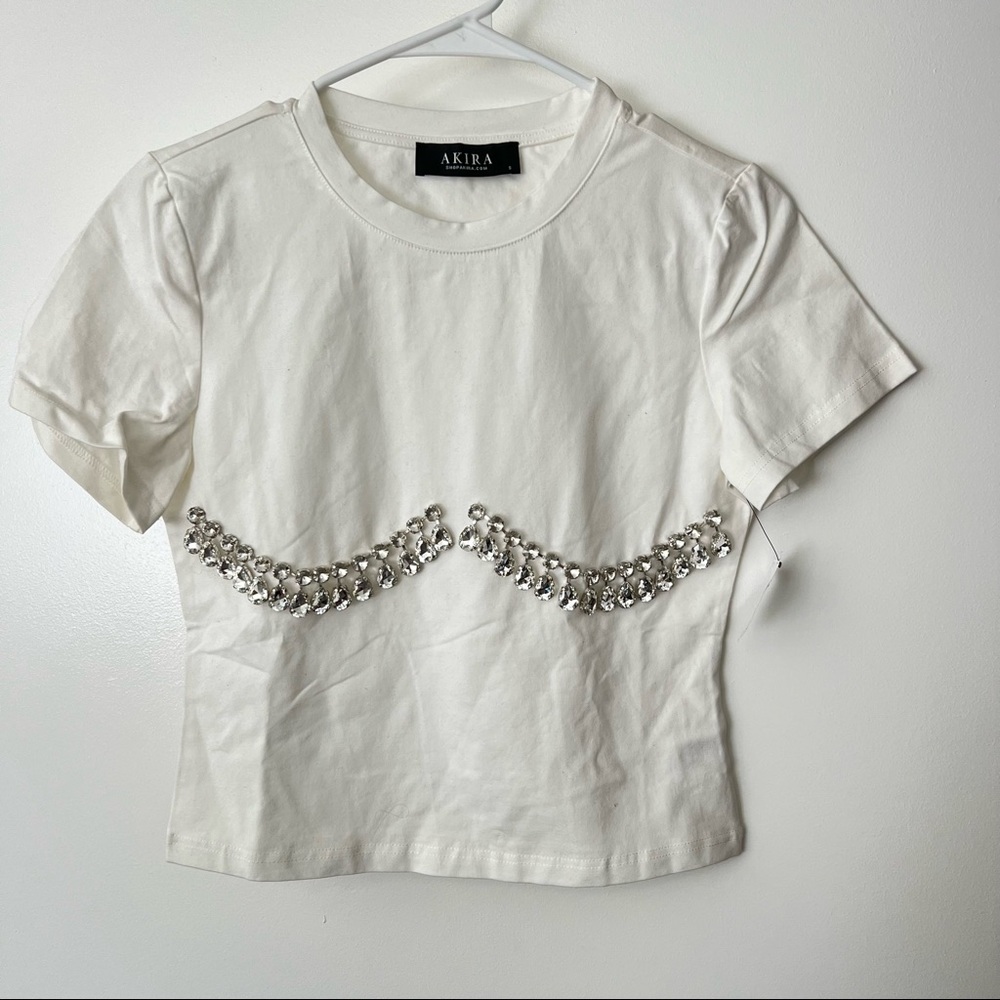 Akira Rhinestone Fringe T Shirt